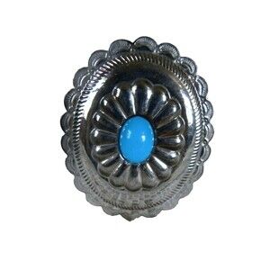 Vinage Southwestern Bracelet Cuff Tribal Blue Cabochon Textured Chunky